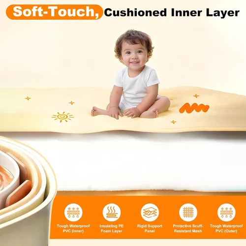 Vista 5 de Bañera portátil para niños de 27.5 x 31.5 pulgadas, plegable, sin instalación, bañera de hielo para cabina de ducha, baño caliente, bañera de pie