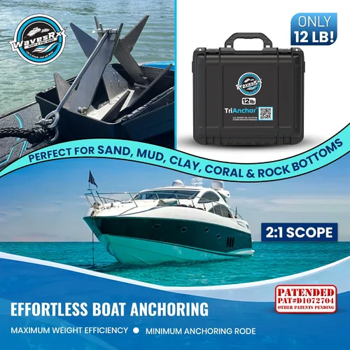 Vista 3 de WAVESRX TriAnchor - Stainless Steel Folding PWC & Boat Anchor Kit Sets Instantly for Effortless Boat & Jet Ski Anchoring Compact Patent-Pending