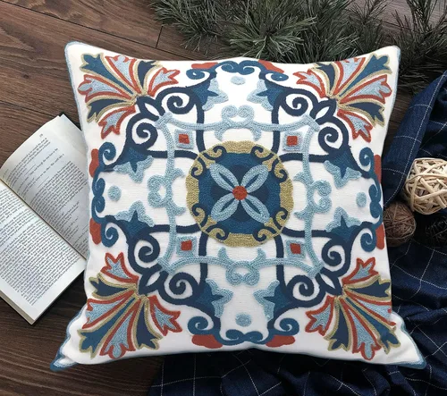 Vista 12 de Alysheer Juego de 2 fundas de almohada bordadas decorativas de verano de 18 x 18 pulgadas, funda de cojín de algodón con patrón de bordado de pájaro