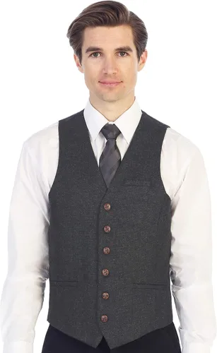 Vista 71 de Gioberti Chaleco de tweed formal de 6 botones para hombres