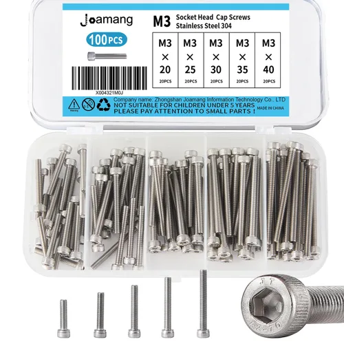 Vista 8 de Tornillos de cabeza de botón M3 x 8 mm, 12 mm, 16 mm, 20 mm, 25 mm, tornillos de cabeza hexagonal, acero inoxidable 304, accionamiento hexagonal