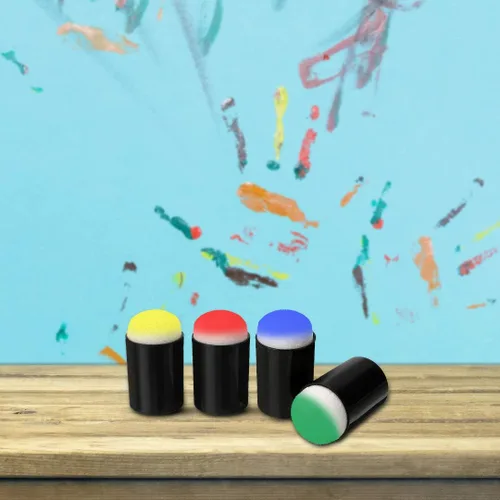 Vista 7 de 40 esponjas de pintura de dedos con caja de almacenamiento, esponjas redondas lavables no tóxicas, herramientas de manualidades sin BPA para niños