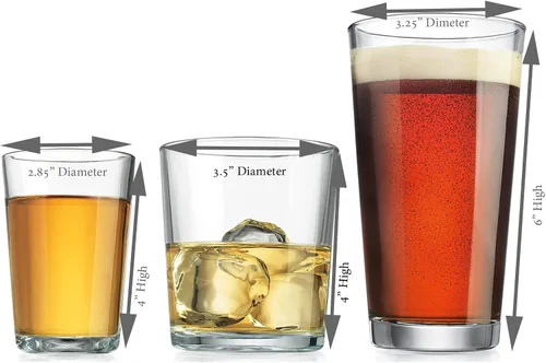Vista 3 de Colección 'Hendaye', juegos de vidrio transparente, juego de 4 vasos de jugo de 7 onzas