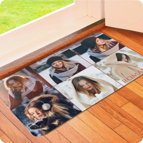 Vista 14 de Tapete personalizado para puerta con imagen, logotipo, nombre, texto, antideslizante, lavable, rectangular, personalizable con estampado, tapete