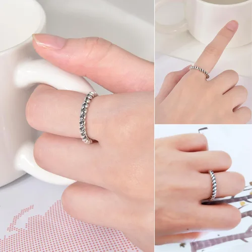Vista 24 de CANDYFANCY Anillo de nudo celta de plata de ley 925 abierto para el dedo medio nudillo para mujer, tamaño ajustable 4-7