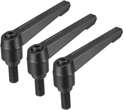 Vista 12 de uxcell M6 x 0.787 in Mango de palanca de sujeción ajustable Rosca Botón de trinquete macho roscado Perillas de bloqueo Tornillo giratorio Perno