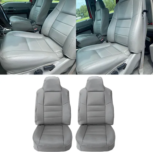 Vista 2 de ECOTRIC Juego de fundas para asientos delanteros y traseros con inclinación Compatible con Ford F250 F350 Lariat XL FX4 & XLT Regular Super y cabina