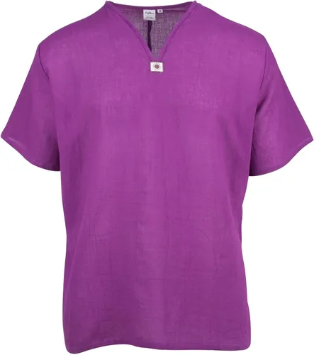 Vista 7 de Lofbaz - Camisa para hombre, 100 % algodón, cuello en V, camisa playera o estilo yoga Manga larga negro
