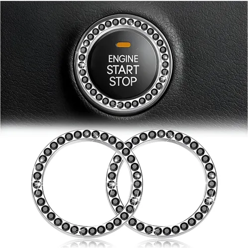 Vista 22 de Calcomanías de anillo de arranque de motor con diamantes de imitación de cristal, paquete de 2 unidades, cubierta / calcomanías para botón de Doble