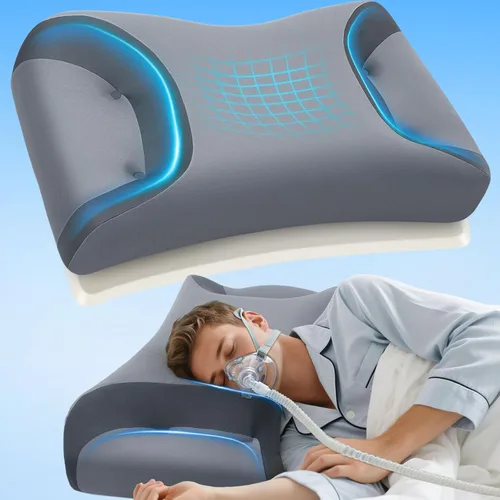 Vista 8 de IKSTAR Almohada CPAP 5.0 para dormir de lado, altura ajustable/soporte de cuello, almohada de espuma viscoelástica adecuada para todos los usuarios