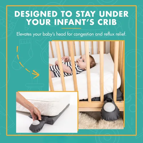 Vista 8 de Almohada inflable en forma de cuña para alivio de cólicos en bebés – Cuña para dormir de bebé totalmente ajustable para ayudar con el reflujo ácido