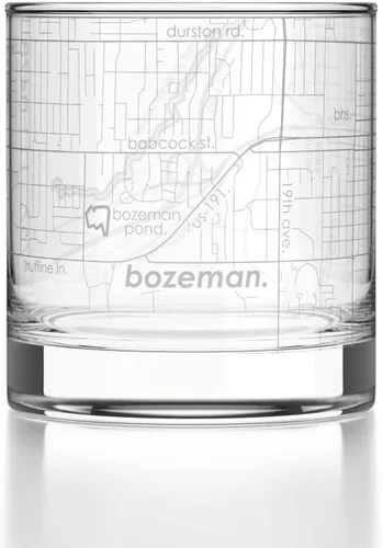 Vista 95 de Well Told Vaso de rocas grabado con mapa de Akron, Ohio, cristalería estilo antiguo (325ml, transparente) Vaso de bourbon grabado, regalos