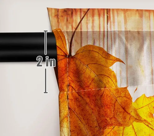 Vista 5 de Funnytree Cortina de otoño para ventana, diseño rústico de Acción de Gracias, con estampado de puerta de madera, decoración del hogar, bolsillo