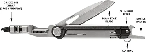 Vista 2 de Gerber Gear Armbar Slim Drive Cuchillo de bolsillo EDC multiherramienta con destornillador, abrebotellas, ónix
