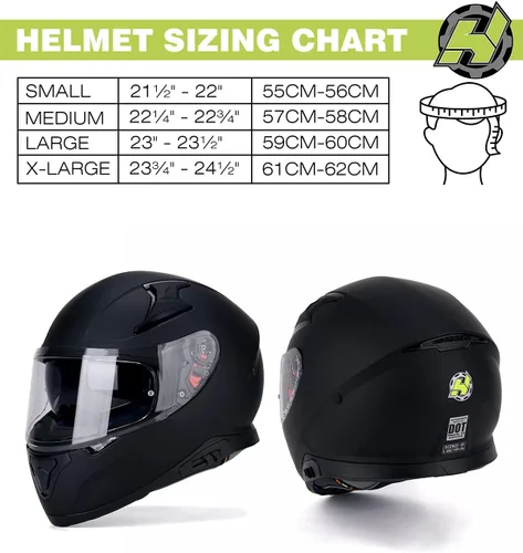 Vista 2 de Hax - Casco integral de motocicleta y de moto de calle con doble aleta trasera y Pinlock Ready, ligero y duradero para adultos, aprobado por el DOT