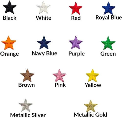 Vista 7 de Laughing Lizards Parches bordados con estrellas para planchar para ropa, chaquetas, mochilas y decoraciones (negro, 1 pulgada)