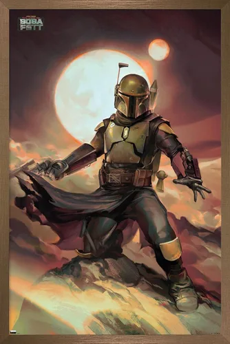 Vista 15 de Trends International Star Wars: The Book of Boba Fett - Póster de pared de Boba on Tatooine, 14.725 x 22.375 pulgadas, versión enmarcada de madera