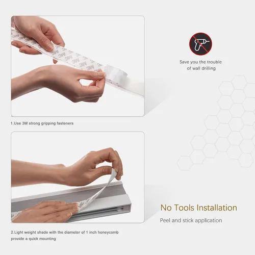 Vista 7 de Changshade Persianas celulares para ventanas de interior y ventanas opacas sin cable, persianas opacas de panal de 1 pulgada, plisadas, sin