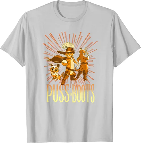 Vista 46 de DreamWorks Puss in Boots: The Last Wish Cat Trio Poster - Camiseta pequeña Negro