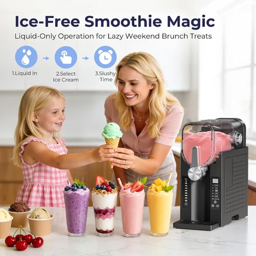 Vista 4 de Máquina de granizado para el hogar, no necesita hielo para hacer Negro