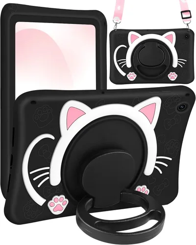 Vista 22 de Wazzasoft Funda para iPad Mini 1/2/3 de 7.9 pulgadas para niñas, linda cubierta de gato negro kawaii, dibujos animados femeninos de gatito