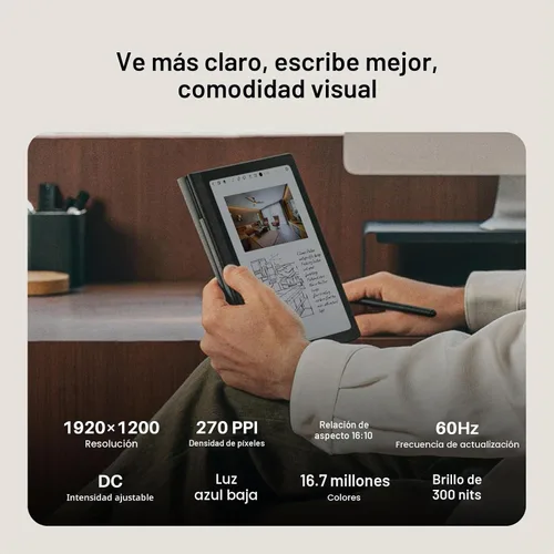 Vista 3 de HUION Note E - Cuaderno digital con bolígrafo magnético sin batería, bloc de notas de 8.4 pulgadas para reuniones, pantalla antirreflejo, tableta