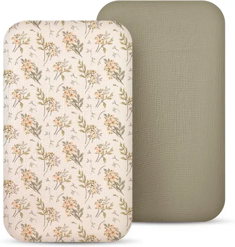Vista 20 de lulumoon Sábanas de Moisés de Muselina para Bebé: Sábanas de Moisés de Algodón Neutras para Niños y Niñas - Ajustadas para Óvalo, Rectángulo o Reloj