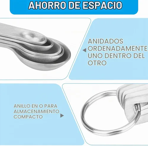 Vista 3 de Juego de Mini Cucharas Medidoras, Cucharas Medidoras de Acero Inoxidable de Alta Resistencia para Cocinar y Hornear, Cuchara de Mesa y Cuchara de Té