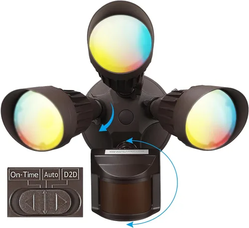 Vista 10 de LEONLITE Luz de seguridad LED 3CCT con sensor de movimiento, luces de inundación de aluminio para exteriores, 3 modos de detector de movimiento+del