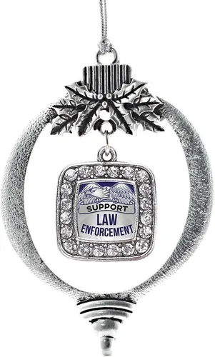 Vista 101 de Inspired Silver - Bon Voyage Cruise Ship Charm Ornamento – Adornos navideños cuadrados de plata con joyas de circonita cúbica