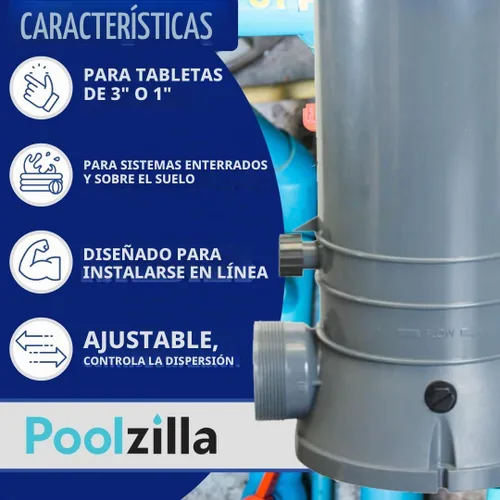 Vista 4 de Poolzilla Clorador automático - Alimentador de cloro en línea - Depósito