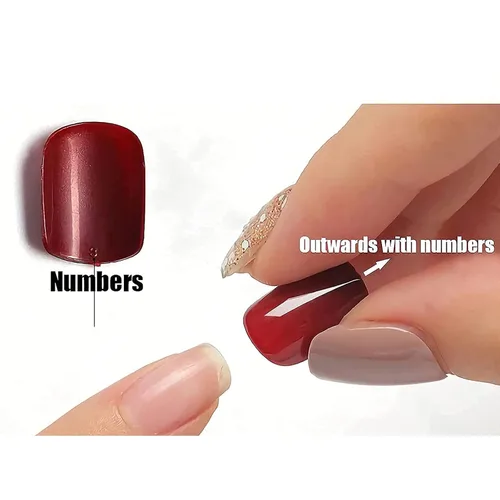Vista 6 de MISUD - Uñas postizas largas con forma de ataúd, con diseño gótico de vampiro en negro y rojo, acrílico, 24 piezas