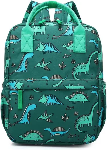Vista 4 de Linda mochila preescolar para niños pequeños con diseño de unicornio y dinosaurio bolsa de viaje para niñas y niños Dinosaurio 12 pulgadas Mochila