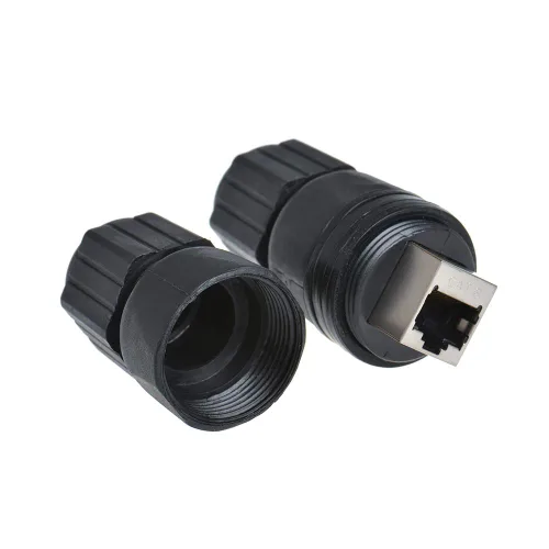 Vista 3 de 5 unids M25AP2 blindado RJ45 impermeable Cat5/5e/6 8P8C conector IP67 Ethernet LAN cable conector doble cabeza al aire libre LAN acoplador adaptador
