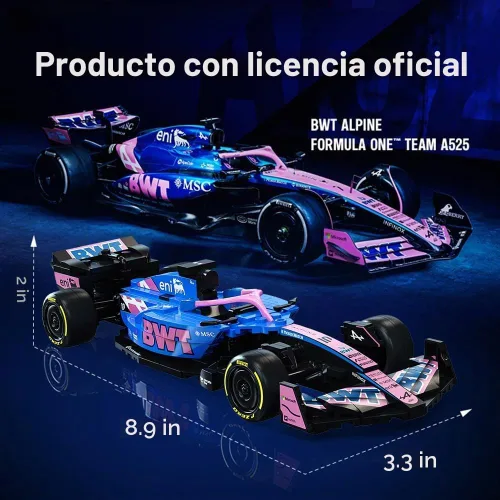 Vista 3 de CaDA C55024W BWT Alpine F1 Team A525 - Coche de bloques de construcción, escala 1:24, modelo de auto de carreras de Fórmula 1 con licencia