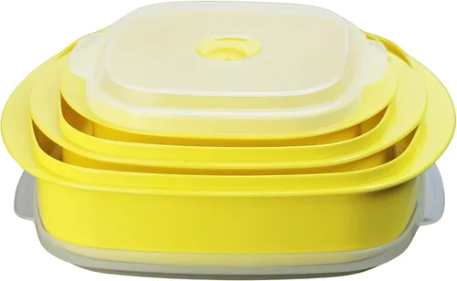 Vista 7 de Kit de 6 unidades de recipientes de cocina para microondas, vaporera y refrigerador, de Callypso Basics por Reston Lloyd, 1, Lemon
