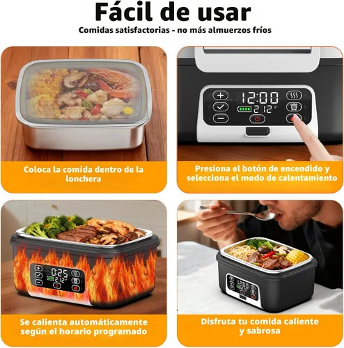 Vista 7 de Lonchera eléctrica inalámbrica XL de 6.3 tazas para adultos, 20000 mAh recargable alimentada por batería inteligente para hombres y mujeres