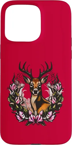 Vista 29 de Arkansas Deer with Antlers and Apple Blossom Tattoo Art Case for iPhone 17