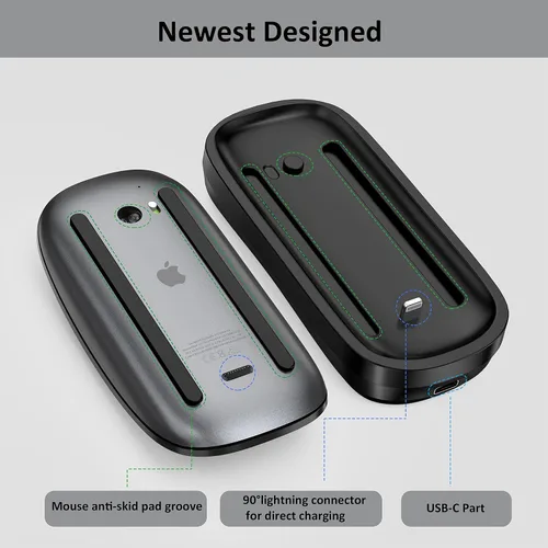 Vista 10 de HONKID Estación de carga inalámbrica para Magic Mouse 2, teléfono móvil QI y AirPods, carga de doble cara, base de carga inalámbrica 3 en 1, cable