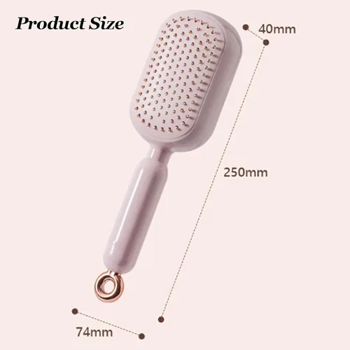 Vista 7 de Peine de masaje con cojín retráctil, cepillo para el cabello con cerdas retráctiles, peine retráctil para desenredar, cepillo de pelo autolimpiante