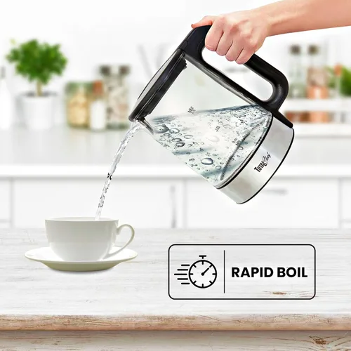 Vista 5 de Total Chef - Hervidor de té eléctrico, 1.8 cuartos de galón / 1.7 L, hervidor de agua caliente de vertido inalámbrico, luz LED, apagado automático
