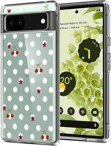 Vista 17 de Unov Funda para Pixel 6a, transparente con diseño, ajuste delgado, buen agarre, funda de teléfono en relieve, cubierta protectora a prueba de Flor