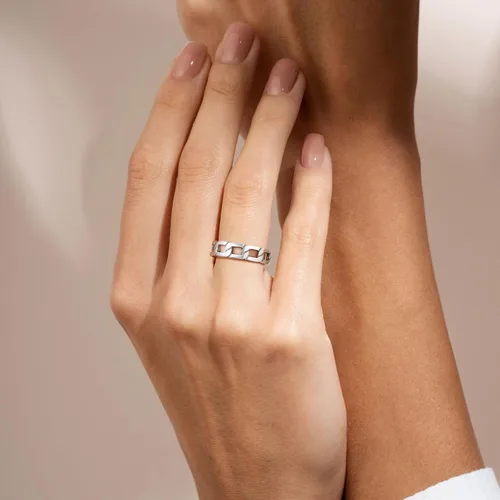 Vista 3 de Silvora Anillos de plata de ley 925, anillos de cadena para mujeres y hombres, anillo de eternidad vintage, anillo de joyería tamaño 6-12