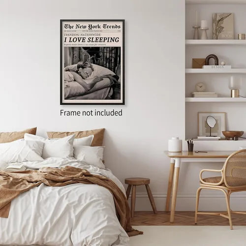 Vista 6 de VERENIX Arte de pared feminista retro en blanco y negro, pósteres de lienzo estéticos, vintage Funky Girl durmiendo impresiones para dormitorio