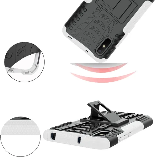 Vista 7 de Asuwish Funda de teléfono para Xiaomi Redmi 9A Redme 9i con protector de pantalla de vidrio templado y soporte delgado híbrido resistente resistente