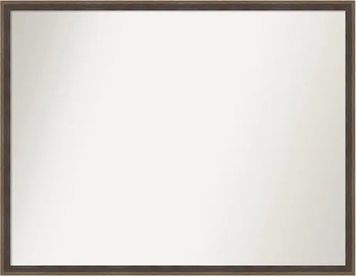 Vista 40 de Amanti Art Brown Bathroom Mirror for Over Sink, 21x33 Custom Made Hardwood Wedge Mocha Rectangle Vanity Mirror, Large Modern Wood Frame, Hangs