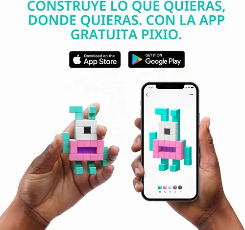 Vista 8 de PIXIO -400 piezas - Juguete de construcción de bloques magnéticos diminutos en el estilo Pixel Art con aplicación gratuita - Cubos de plástico
