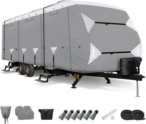 Vista 8 de Leader Accessories - Funda protectora para remolque de viaje para caravana, 3 capas, polipropileno 165g Heavy Duty Camper Cover,Snowproof,Anti-UV