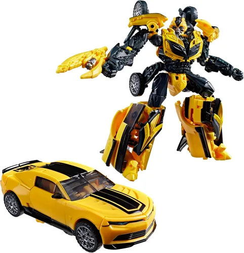 Vista 3 de Transformers Studio Series Bumblebee, Age of Extinction Deluxe Class - Figura de acción de conversión de 5 pulgadas, juguetes robot para mayores
