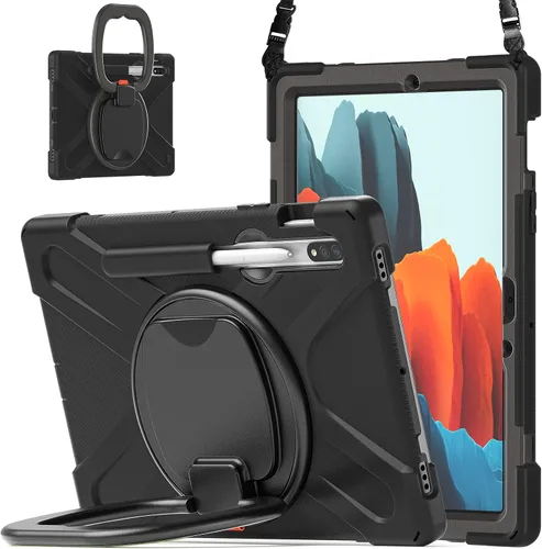 Vista 82 de 360 Rotation Case for Galaxy Tab ActivePro/Tab Active4 Pro/Active 5 Pro 10.1" Sturdy Cover Rotate Ring Stand Shoulder Carrying Strap Hand Strap